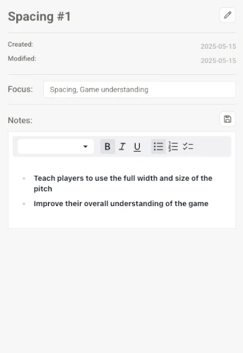 Edit Training Session properties